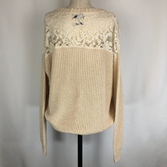 Essentiel Antwerp Lace Yoke Shaker Knit Sweater - Picture 2 of 8